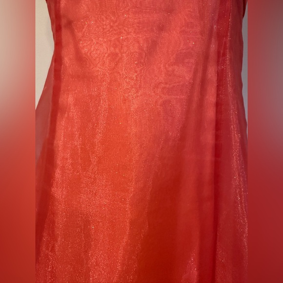 Vintage Coral Pink halter neck dress with zipper back and corset tie back Size 9